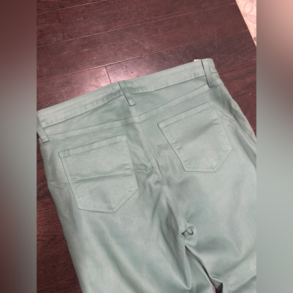 L'AGENCE: TEAL COATED STRAIGHT-LEG JEANS - Picture 7 of 9